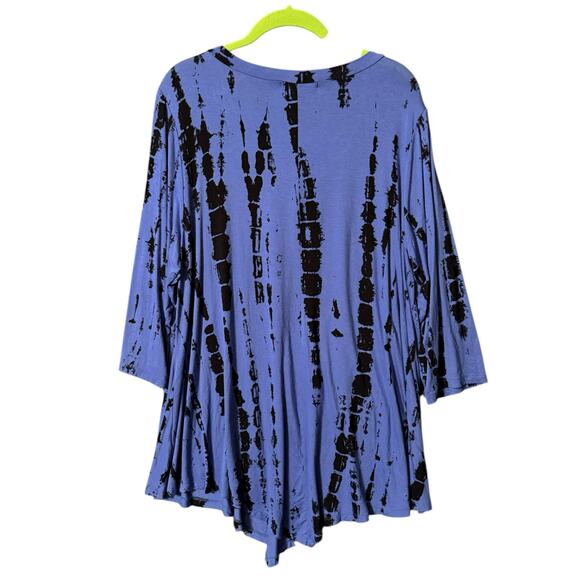 B-L-E-U Royal Blue Tie-Dye V-Neck Tunic Top 2X - Picture 6 of 6